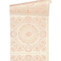 Versace Home Versace 4370556 tapeta kwiaty liście ornamenty rośliny kolory metaliczny różowy biały - tapeta przeznaczona do pomieszczeń: przedpokój, salon, sypialnia.