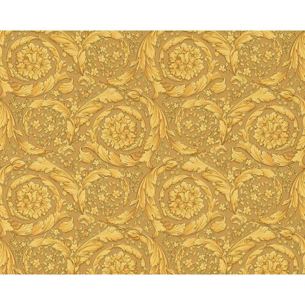 Versace Home Versace 4935833 tapeta kwiaty ornamenty liście rośliny metal kolory metaliczny - tapeta przeznaczona do pomieszczeń: przedpokój, kuchnia, salon, biuro, sypialnia.