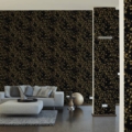Versace Home kolekcja Versace 4 - 4935854 tapeta kwiaty liście rośliny kolory czarny złoty metaliczny - tapeta przeznaczona do pomieszczeń: przedpokój, salon, biuro, sypialnia.