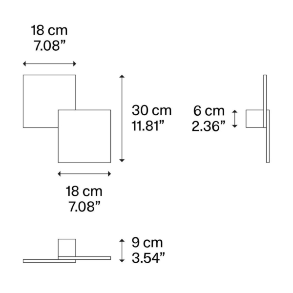 PUZZLE-DOUBLE-SQUARE-Lodes-Aluminiowa-lampa-scienna-lampa-sufitowa-wymiary-1 Lodes PUZZLE DOUBLE SQUARE to aluminiowa lampa ścienna / lampa sufitowa włoskiej marki Lodes.