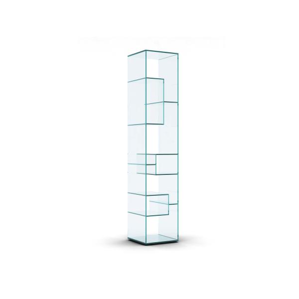 Tonelli Design Liber B otwarta wolnostojąca dwustronna szafka na książki z kryształu