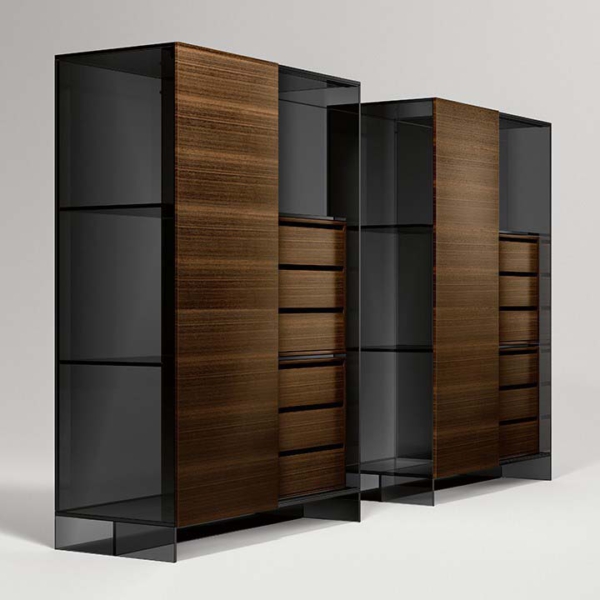 Tonelli-Design-Shoji-szafka-wysoka-z-lustrzanym-szklem-z-drzwiami-przesuwnymi-z-szufladami-A3 Tonelli Design Shoji szafka wysoka z lustrzanym szkłem z drzwiami przesuwnymi z szufladami