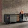 Tonelli Design Shoji szafka z satynowego szkła z drzwiami przesuwnymi