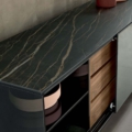 Tonelli Design Shoji szafka z satynowego szkła z drzwiami przesuwnymi