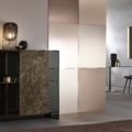 Tonelli Design Shoji wysoka szafka z marmuru Dark Emperador i szkła
