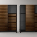 Tonelli Design Shoji wysoka szafka z marmuru Dark Emperador i szkła
