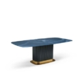 Scappini Home, stół Future z hartowanym szklanym blatem z cyfrowym drukiem, podstawa w kolorze 7026 GRANITE GREY z matową mosiężną platformą, wymiary 230x120x78 cm.