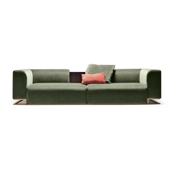 Scappini-Home-Over-Sofa Scappini Home Sofa Over, trzyosobowa, z wbudowaną półką, tapicerką AZI-GL-501, dostępna w trzech rozmiarach, z metalową podstawą.