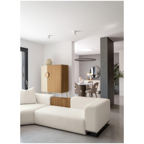 Scappini-Home-Over-Sofa-modulowa-2 Scappini Home, sofa modułowa Over, trzyosobowa, z półką na tyłach, obicie z tkaniny AZI-GL-501, metalowa podstawa w kolorze mosiądzu.