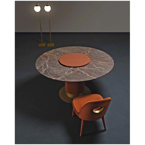Scappini-Home-Twist-Lazy-Susan-taca-obrotowa-1 Scappini Home Lazy Susan Twist, obrotowa taca ze szkła w miedzianym brązie, z mechanizmem kulowym, średnica 60 cm.