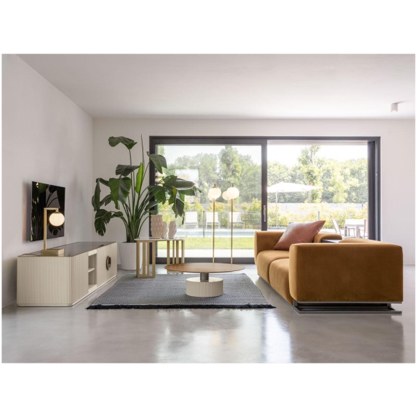 Scappini-Home-Wide-Szafka-RTV-7 Szafka RTV Wide Scappini Home, Granite Grey, matowe wykończenie, blat z lakierowanego szkła, regulowane półki, uchwyty z mosiądzu i skóry.