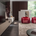 Laurameroni Drapè Lounge Fotel obrotowy skórzany z kolekcji Drapè projektu Bartoli Design