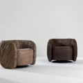 Laurameroni Drapè Lounge Fotel obrotowy skórzany z kolekcji Drapè projektu Bartoli Design
