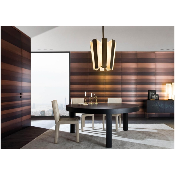 Laurameroni Mayfair Lampa wisząca z mosiądzu i koziej skóry z kolekcji Elements projektu Mauro Fabbro