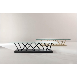 Laurameroni SA 01 SA 04 SA 05 Stoliki szklane niskie z metalową bazą z kolekcji Sottsass projektu Sottsass Associati