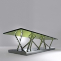 Laurameroni SA 01 SA 04 SA 05 Stoliki szklane niskie z metalową bazą z kolekcji Sottsass projektu Sottsass Associati