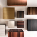 Laurameroni ST 31 ST 32 ST 33 ST 34 Stoliki kawowe wykończone metalem z kolekcji Stars projektu Sottsass Associati