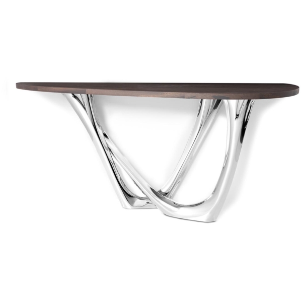 Zięta G-Console konsola wariant G-Console Duo Left blat Bog Oak nogi Inox Polished