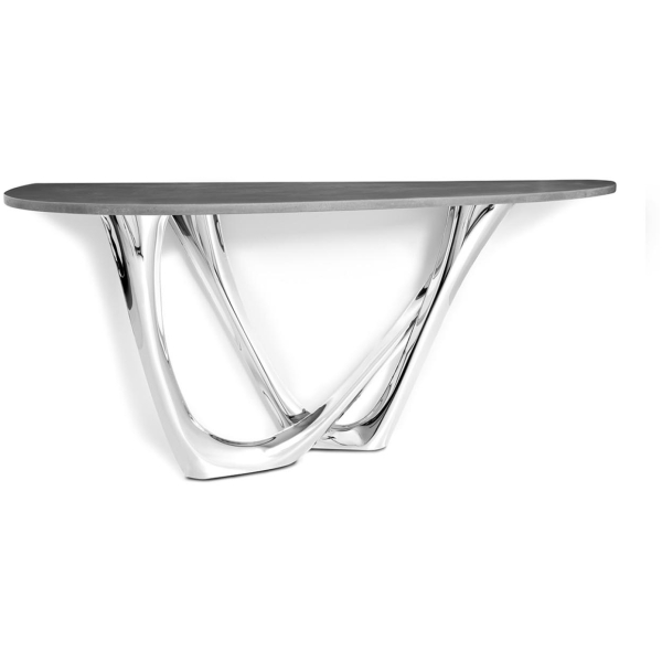 Zięta G-Console konsola wariant G-Console Duo Right blat Concrete No.3 nogi Inox Polished