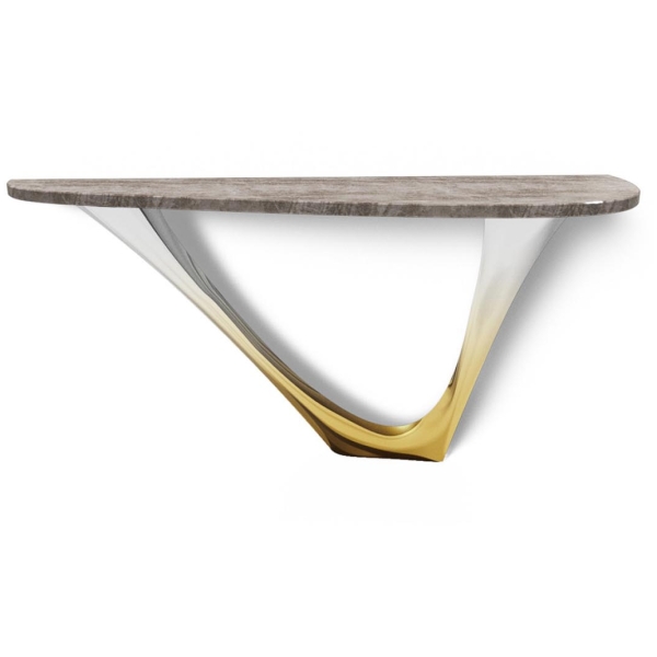 Zięta G-Console konsola wariant G-Console Mono Left blat Stone nogi Heat Flamed Gold