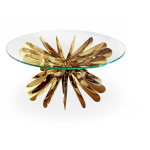 Zięta Steel In Rotation Coffee Table szezlong wariant Sir Coffee Table 1 blat Glass nogi Heat Flamed Gold