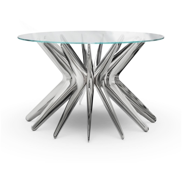 Zięta Steel In Rotation Coffee Table szezlong wariant Sir Coffee Table 3 blat Glass nogi Inox Polished