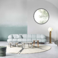 sofa Hessentia Kiro 566 zaprojektowana przez Luca Erba, materiały: Tkanina, skóra, drewno