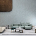 sofa modułowa Hessentia Rubik 293 zaprojektowana przez Luca Erba, materiały: Tkanina, Skóra, Metal