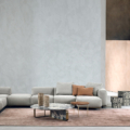 sofa modułowa Hessentia Rubik 293 zaprojektowana przez Luca Erba, materiały: Tkanina, Skóra, Metal