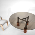 stół Hessentia Laguna 624 zaprojektowana przez Claudio Cappellini, materiały: Szkło, metal, szkło artystyczne