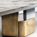 stół Hessentia Ovoo 606 zaprojektowana przez Luca Erba, materiały: Marmur, drewno, metal