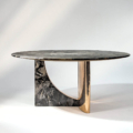stół Hessentia Spinnaker 363 zaprojektowana przez Luca Erba, materiały: Marmur, artystyczny metal