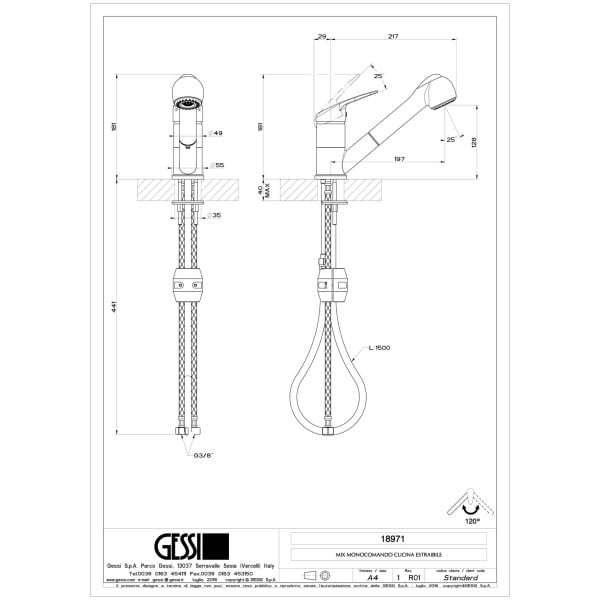 Gessi-CARY-18971-Bateria-kuchenna-z-obrotowa-i-wyciagana-wylewka-z-pojedynczym-strumieniem-wody-wiele-kolorow-rys-techniczny.jpg CARY 18971 rysunek techniczny
