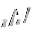 Gessi CONO BATH 45037 Bateria wannowa 4 otworowa z wylewka i przelacznikiem waz prysznicowy 15m wiele kolorow 031 Chrom 149 Finox 279 Biały CN 299 Czarny XL 706 Czarny Metal PVD 030 Miedź PVD 707 Czarny metal szczotkowany PVD