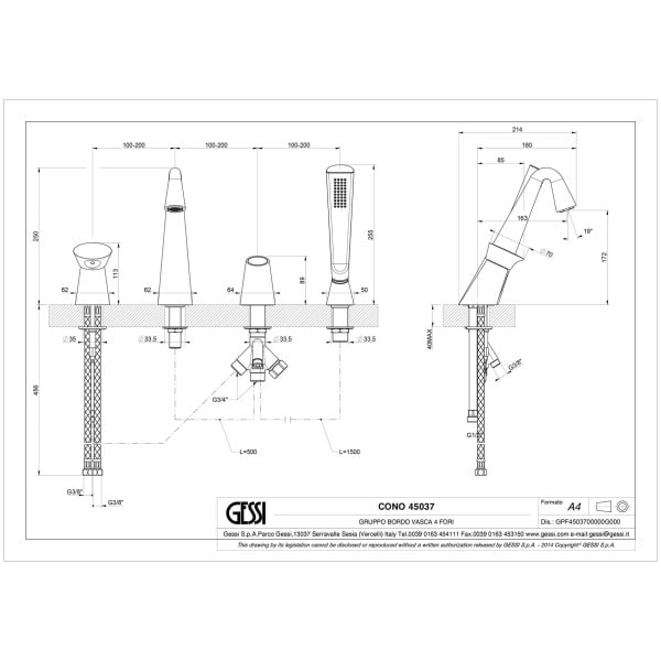Gessi-CONO-BATH-45037-Bateria-wannowa-4-otworowa-z-wylewka-i-przelacznikiem-waz-prysznicowy-15m-wiele-kolorow-rys-techniczny.jpg CONO BATH 45037 rysunek techniczny
