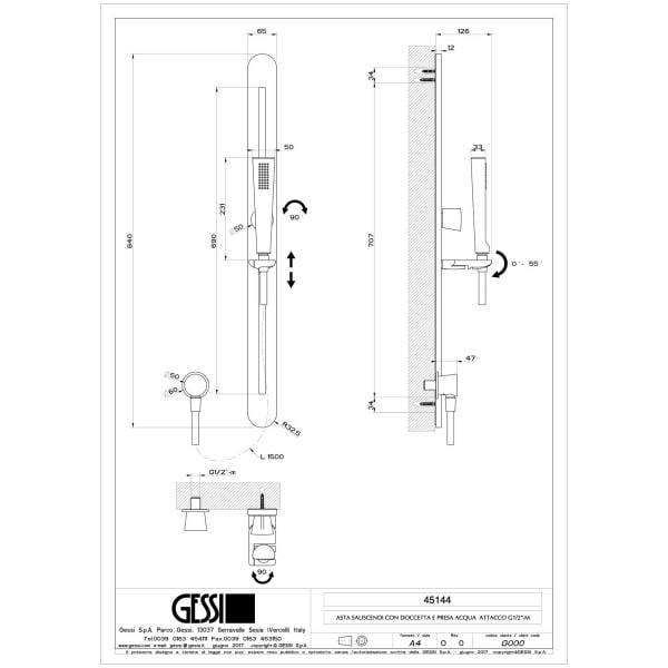 Gessi-CONO-SHOWER-45144-Drazek-prysznicowy-ze-sluchawka-prysznicowa-z-antilimestone-elastyczny-waz-150-m-z-przylaczem-weza-prysznicowego-wiele-kolorow-rys-techniczny.jpg CONO SHOWER 45144 rysunek techniczny