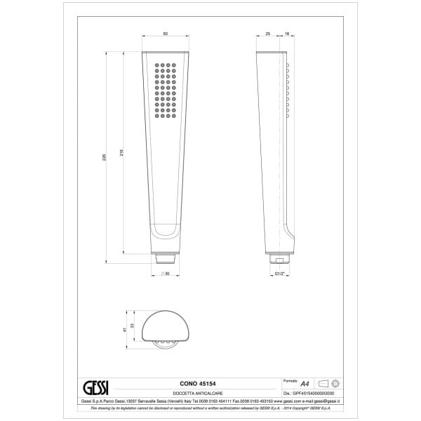 Gessi-CONO-SHOWER-45154-Sluchawka-prysznicowa-z-antilimestone-wiele-kolorow-rys-techniczny.jpg CONO SHOWER 45154 rysunek techniczny