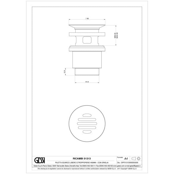 Gessi-CONO-WASHBASINS-1313-Pokrywa-odplywu-otwartego-wiele-kolorow-rys-techniczny.jpg CONO WASHBASINS 1313 rysunek techniczny