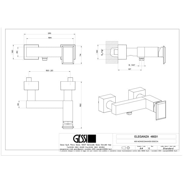Gessi-ELEGANZA-SHOWER-46031-Bateria-prysznicowa-natynkowa-wiele-kolorow-rys-techniczny.jpg ELEGANZA SHOWER 46031 rysunek techniczny