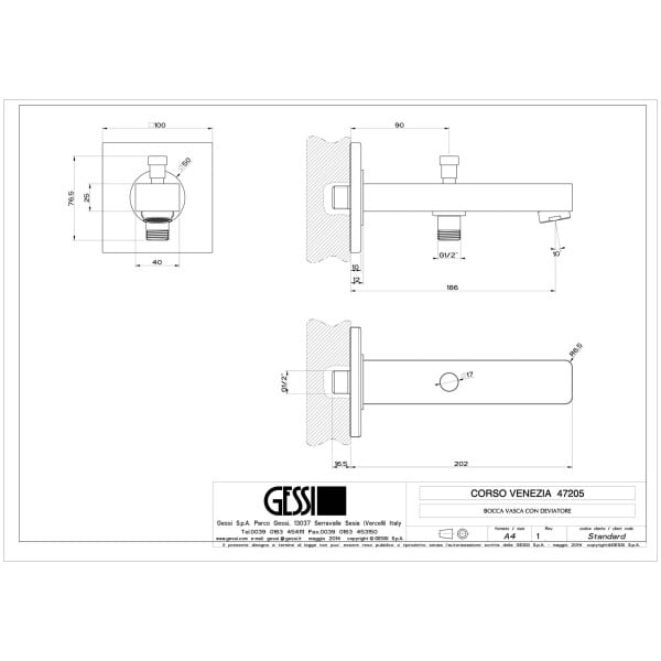 Gessi-EMPORIO-CORSO-VENEZIA-47205-Wylewka-scienna-z-przylaczem-1-2-z-przelacznikiem-wiele-kolorow-rys-techniczny.jpg EMPORIO CORSO VENEZIA 47205 rysunek techniczny
