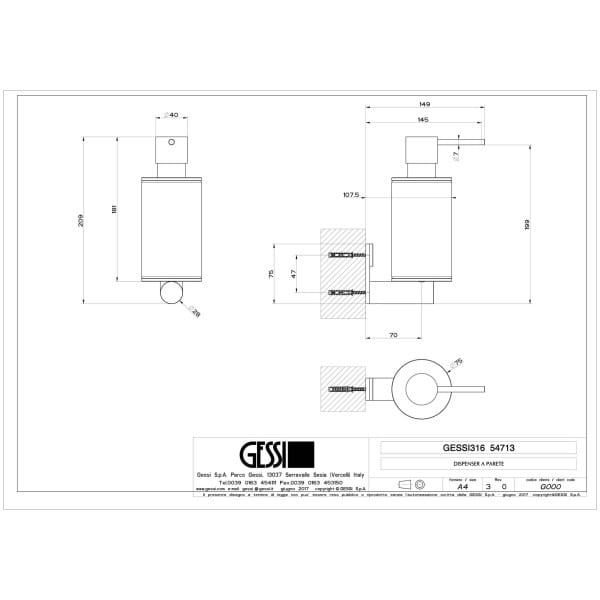 Gessi-GESSI316-ACCESSORIES-54713-Dozownik-do-mydla-scienny-wiele-kolorow-rys-techniczny.jpg GESSI316 ACCESSORIES 54713 rysunek techniczny