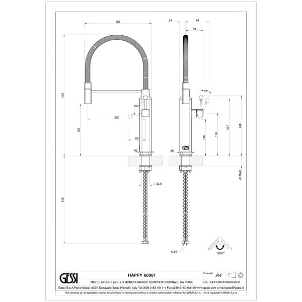 Gessi-HAPPY-60061-Bateria-kuchenna-z-obrotowa-wylewka-z-pojedynczym-trybem-strumienia-wody-wiele-kolorow-rys-techniczny.jpg HAPPY 60061 rysunek techniczny