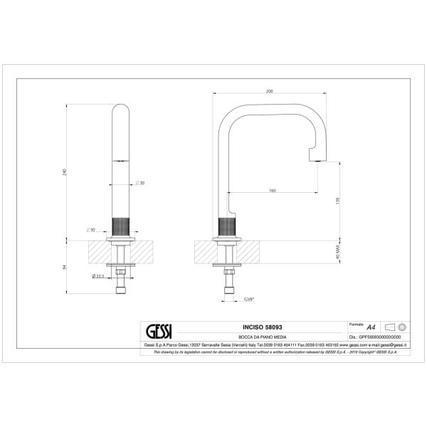 Gessi-INCISO-58093-Wylewka-nablatowa-wysokosc-240-mm-wiele-kolorow-rys-techniczny.jpg INCISO 58093 rysunek techniczny