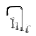Gessi INCISO KITCHEN 58703 Bateria kuchenna trzyotworowa z obrotowa wylewka i dodatkowa wyciagana wylewka z jednym trybem strumienia wody wiele kolorow 031 Chrom 149 Finox 299 Czarny XL 706 Czarny Metal PVD 030 Miedź PVD 707 Czarny metal szczotkowany PVD 708 Miedź szczotkowana PVD