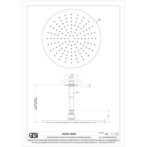 Gessi-INCISO-SHOWER-58250-Deszczownica-sufitowa-srednica-sr300-mm-z-regulacja-i-antilimestone-dlugosc-na-zadanie-105-max-1855-mm-przylacze-1-2-wiele-kolorow-rys-techniczny.jpg INCISO SHOWER 58250 rysunek techniczny