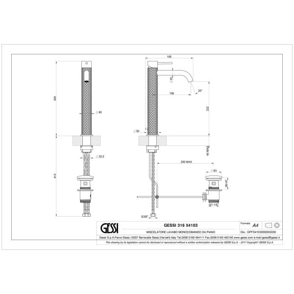 Gessi-INTRECCIO-54103-Bateria-umywalkowa-nablatowa-z-korkiem-automatycznym-wiele-kolorow-rys-techniczny.jpg INTRECCIO 54103 rysunek techniczny