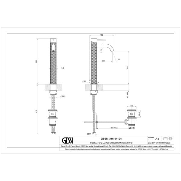 Gessi-INTRECCIO-54104-Bateria-umywalkowa-nablatowa-z-korkiem-automatycznym-wiele-kolorow-rys-techniczny.jpg INTRECCIO 54104 rysunek techniczny