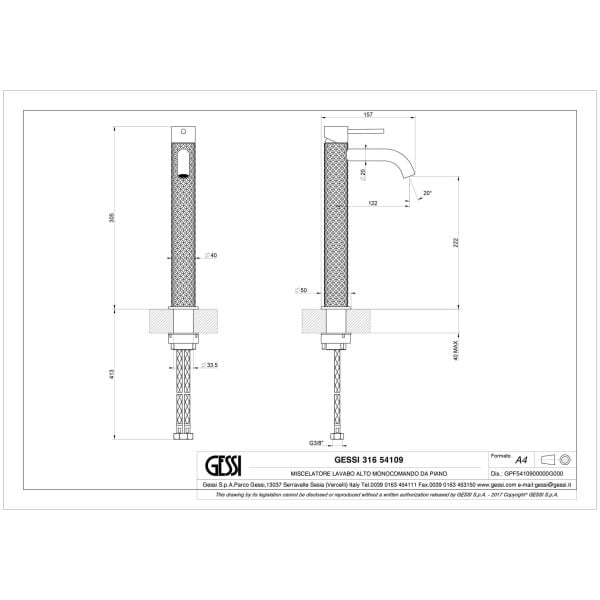 Gessi-INTRECCIO-54109-Bateria-umywalkowa-nablatowa-z-przylaczami-3-8-wiele-kolorow-rys-techniczny.jpg INTRECCIO 54109 rysunek techniczny