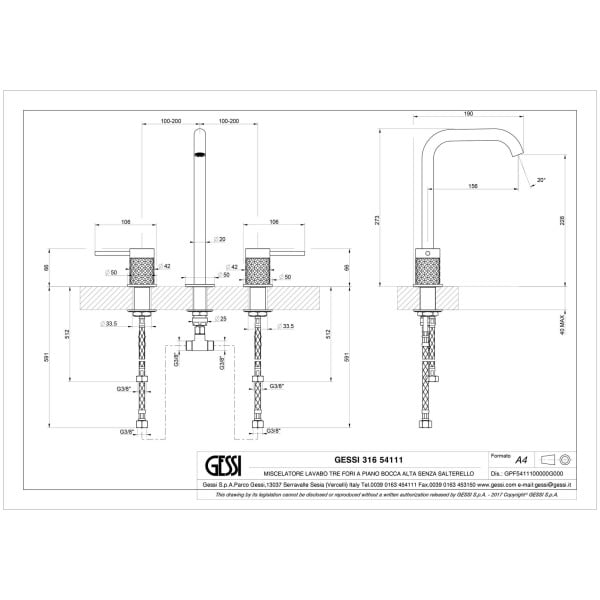 Gessi-INTRECCIO-54111-Bateria-umywalkowa-trzyotworowa-z-wylewka-wiele-kolorow-rys-techniczny.jpg INTRECCIO 54111 rysunek techniczny