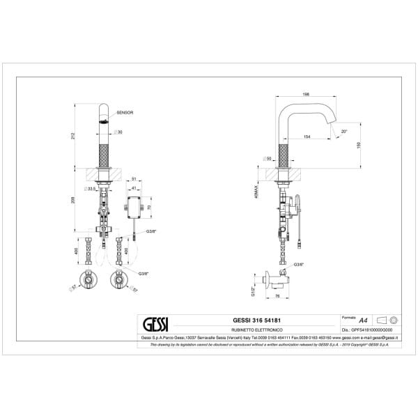 Gessi-INTRECCIO-54181-Bateria-umywalkowa-elektroniczna-bezdotykowa-na-podczerwien-wiele-kolorow-rys-techniczny.jpg INTRECCIO 54181 rysunek techniczny